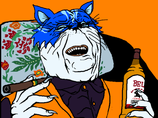 Toshi cat old man laughing whiskey — $TOSHI meme