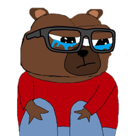 Bobo crying sitting down wearing glasses — Bobo meme