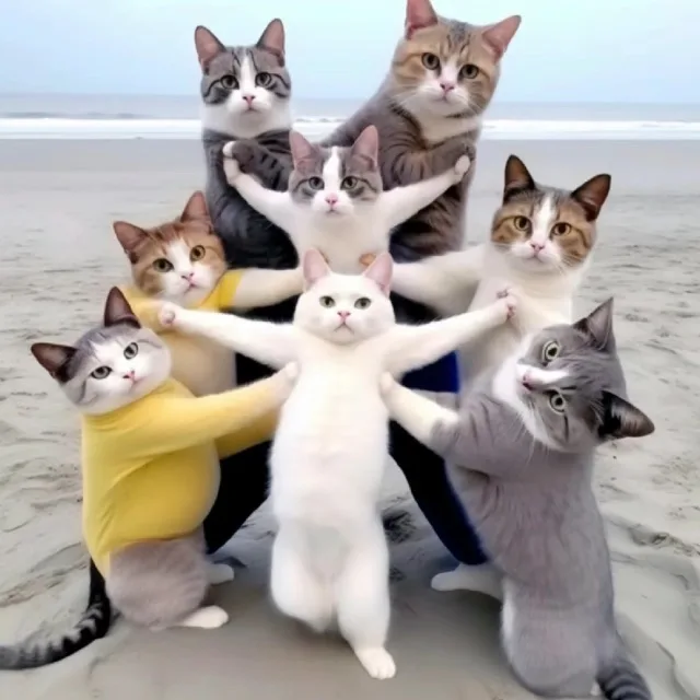Cat Group Pose — Reaction meme