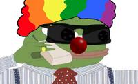 Pepe patrick bateman clown on phone — Pepe meme