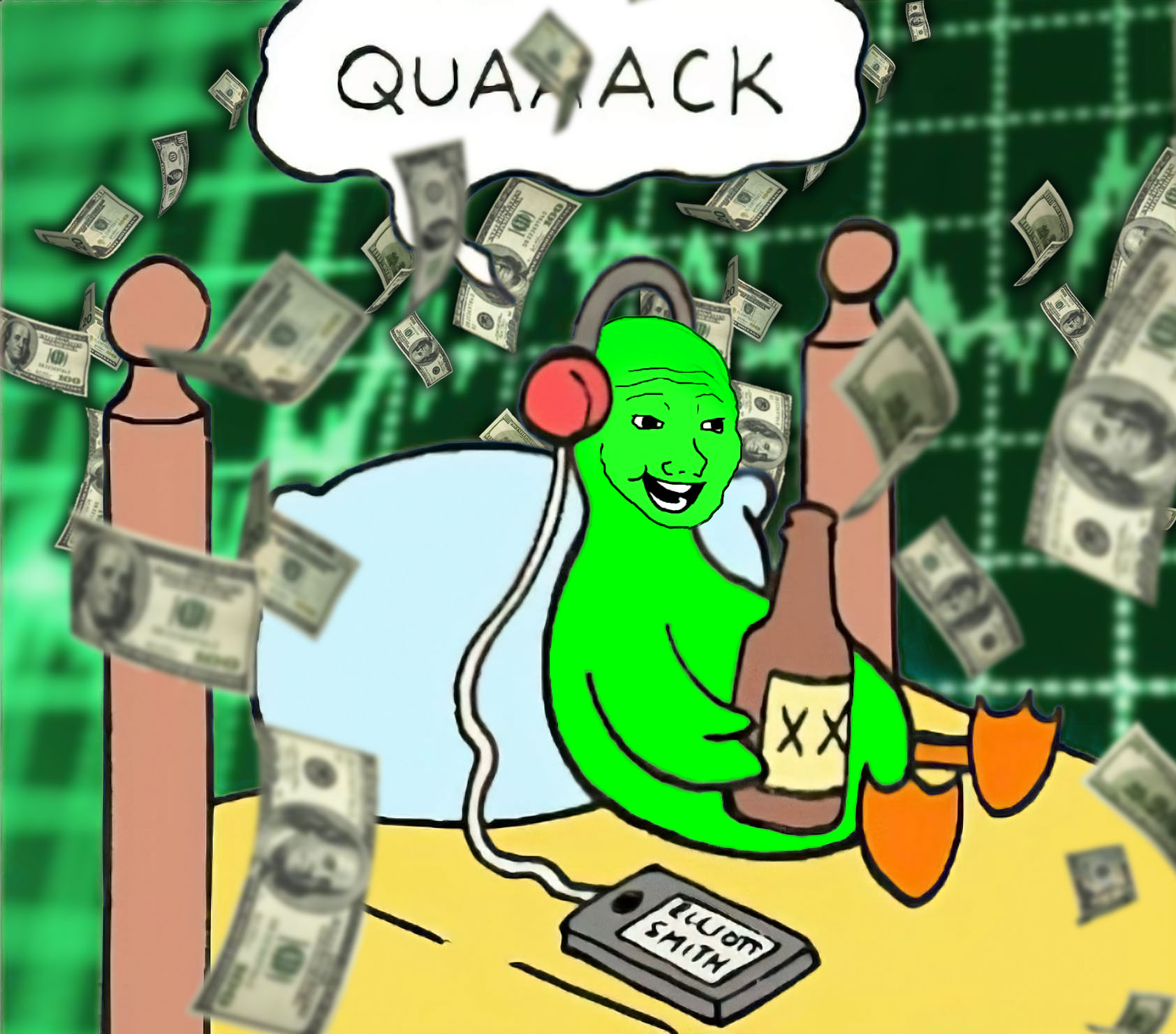Green wojak duck quacking — Wojak meme