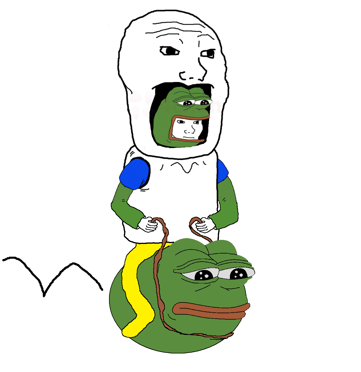 Wojak riding pepe ball — Wojak meme
