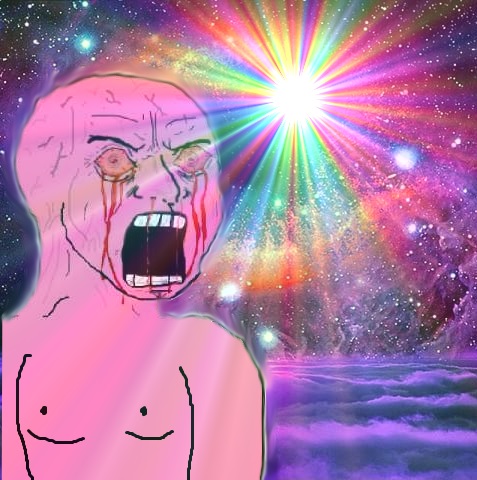 Pink wojak rainbow space — Wojak meme