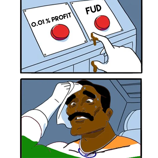Profit or fud button Jeet Degen sticker — Sticker Packs meme