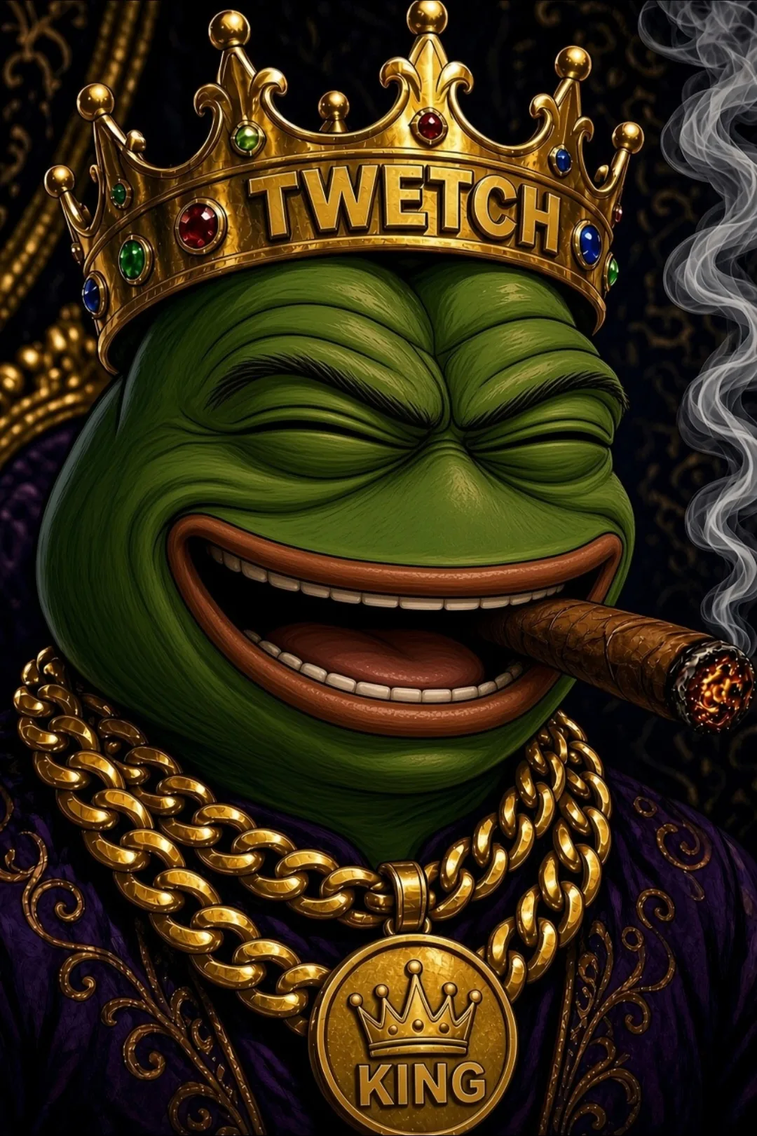 Twetch Frog King laugh — Pepe meme