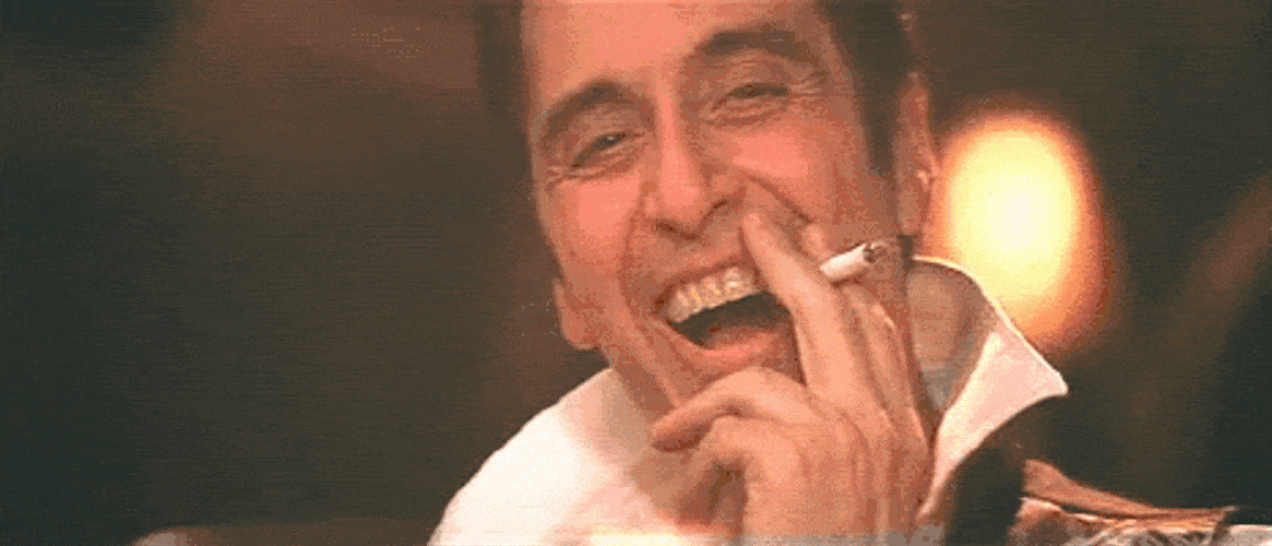 Al Pacino Cackling with Cigarette — Reaction meme