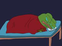 Pepe bed crying bobo doll — Pepe meme