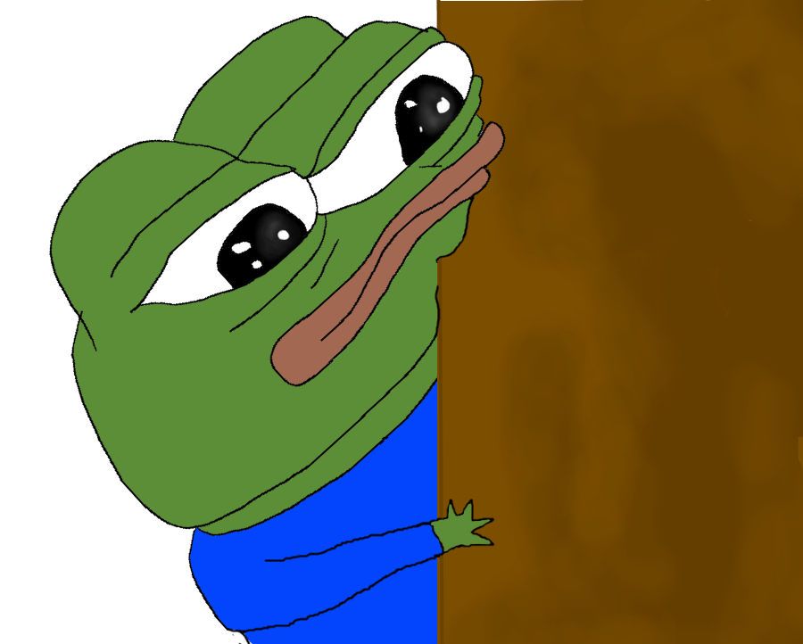 Pepe peaks around door — Pepe meme