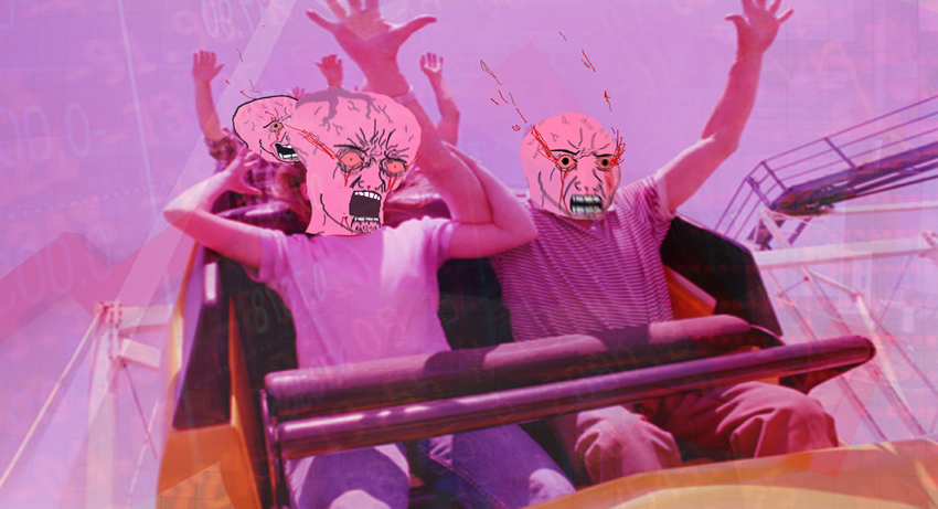Pink wojak roller coaster — Wojak meme