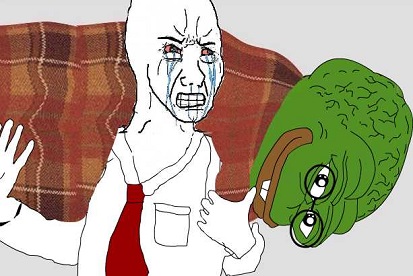 Pepe carried by wojak — Pepe meme