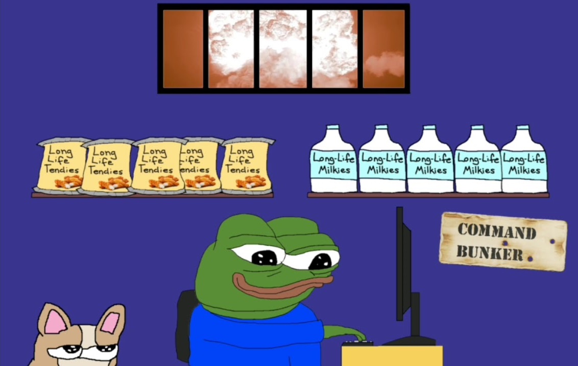 Pepe dog in shelter — Pepe meme