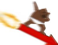 Bobo riding red arrow rocket underwear — Bobo meme