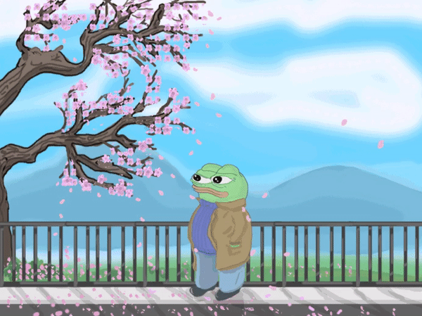 Pepe eating blossoms — Pepe meme