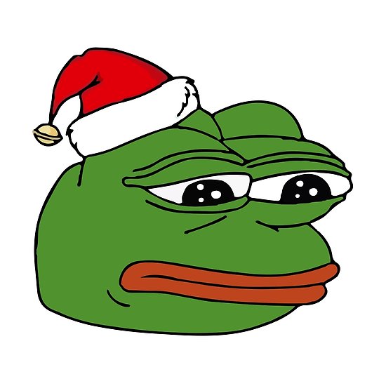 Pepe sad wearing santa cap — Pepe meme