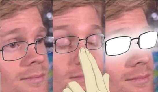 White guy shocked glowing glasses — Reaction meme