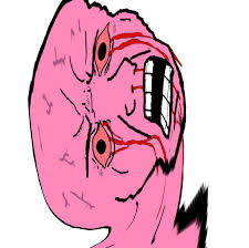 Pink wojak head twisted — Wojak meme