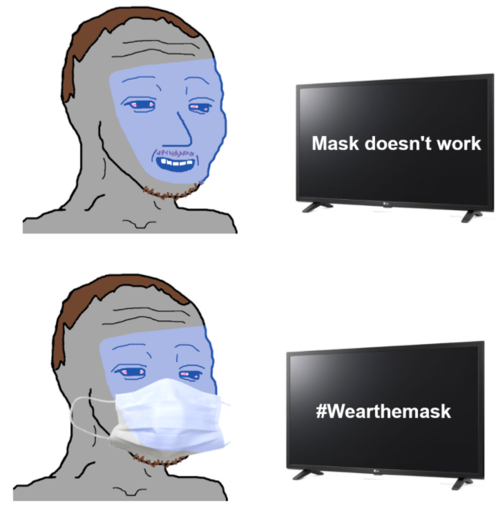 Wojak npc wears the mask from tv — Wojak meme