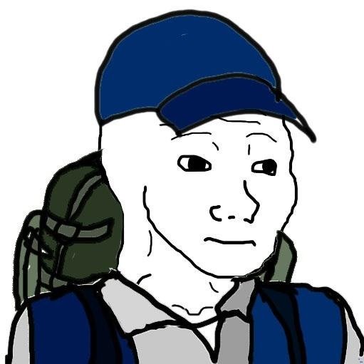 Wojak hiking gear blue hat — Wojak meme