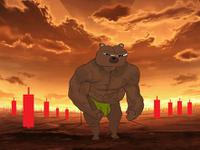 Bobo monster in field of red candles — Bobo meme
