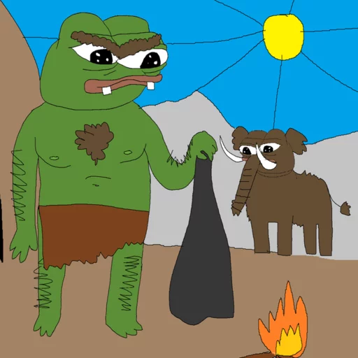 Caveman campfire Frog Friends sticker — Sticker Packs meme