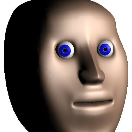 Startled computer generated face — Reaction meme