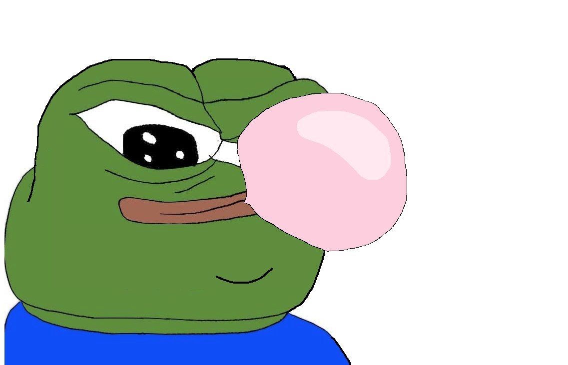 Pepe blowing gum bubble — Pepe meme