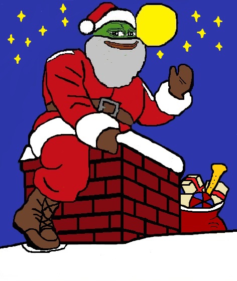 Pepe santa going down chimney — Pepe meme