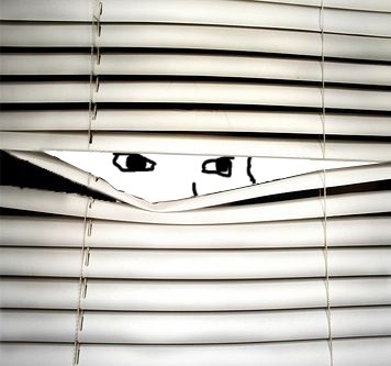 Wojak peeks blinds — Wojak meme