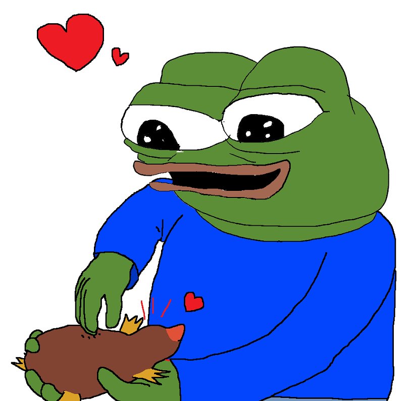 Pepe tickling platypus — Pepe meme