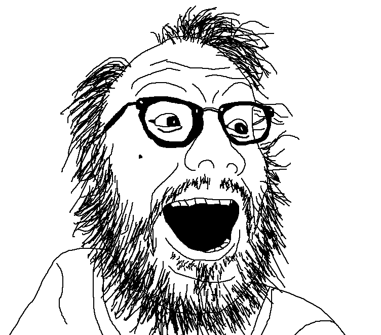 Wojak soy boy extremely hairy face hair — Wojak meme