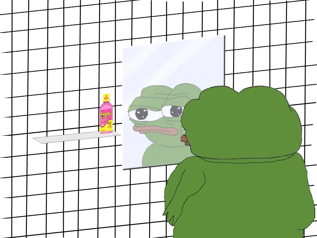Pepe fat looks in mirror — Pepe meme