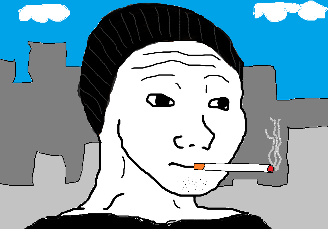 Wojak stage 0.1 doomer smoking — Wojak meme