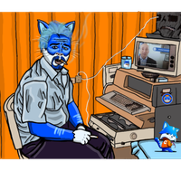 Toshi cat smug dicaprio computer — $TOSHI meme