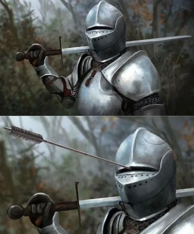 Knight Arrow in Helmet Slit Meme Template — Templates meme
