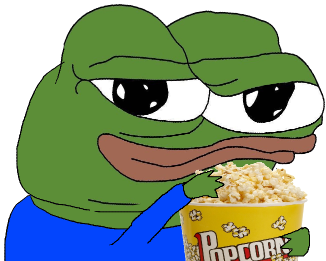 Pepe eating movie theater popcorn — Pepe meme
