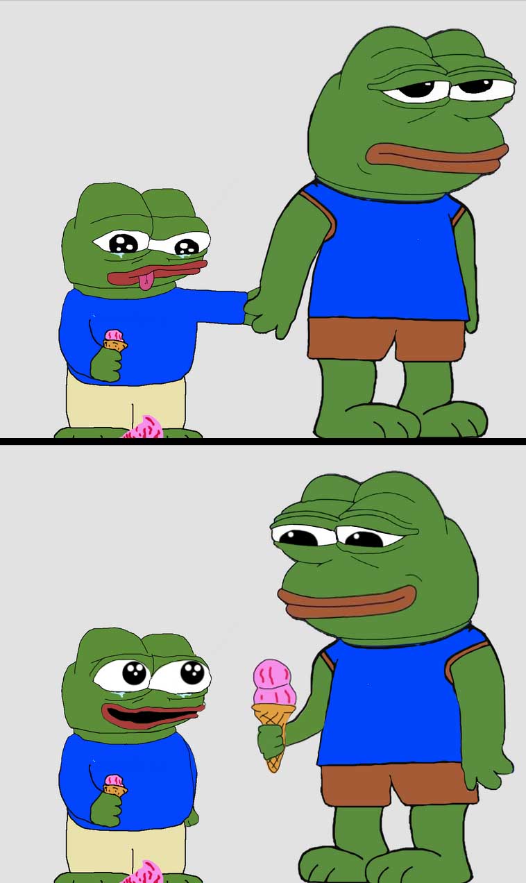 Pepe kids drops icecream dad buys new one — Pepe meme