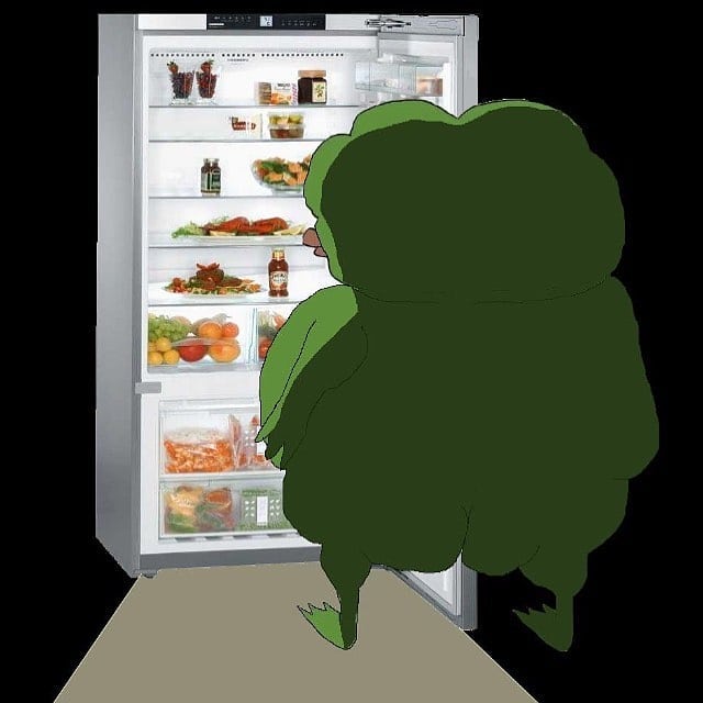 Pepe naked at fridge — Pepe meme