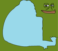 Pepe smug folded hands out of body — Pepe meme