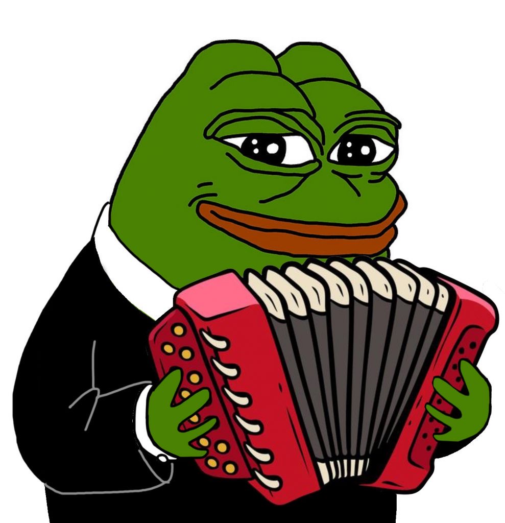 Pepe smug playing red accordian — Pepe meme