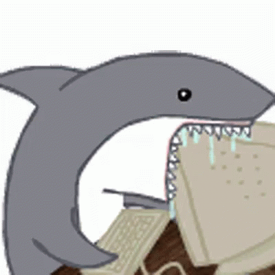 Shark eating computer — Reaction meme