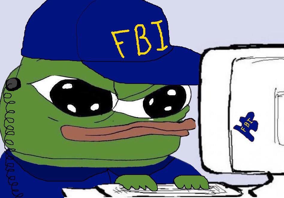 Pepe fbi agent on computer — Pepe meme