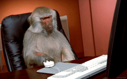 Monkey clicking computer mouse — Reaction meme