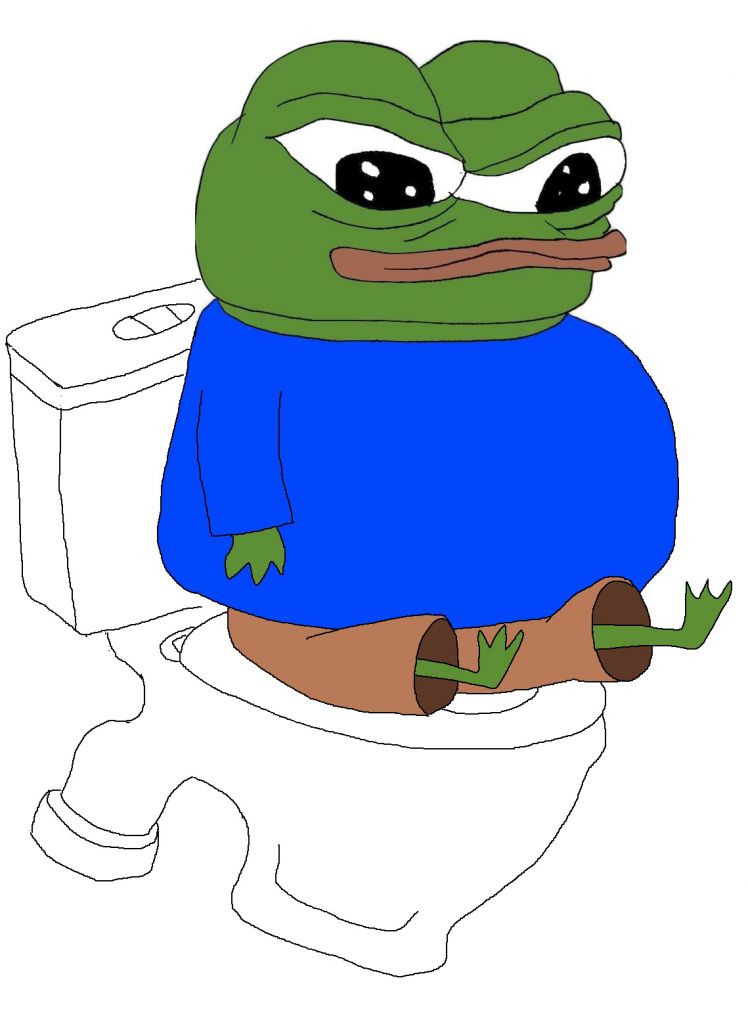 Pepe sitting on toilet — Pepe meme