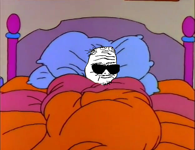 Boomer under sheets in bed — Boomer meme