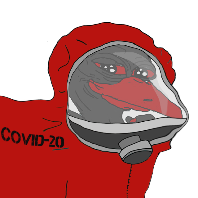 Pepe black swan covid hazmat suit — Pepe meme