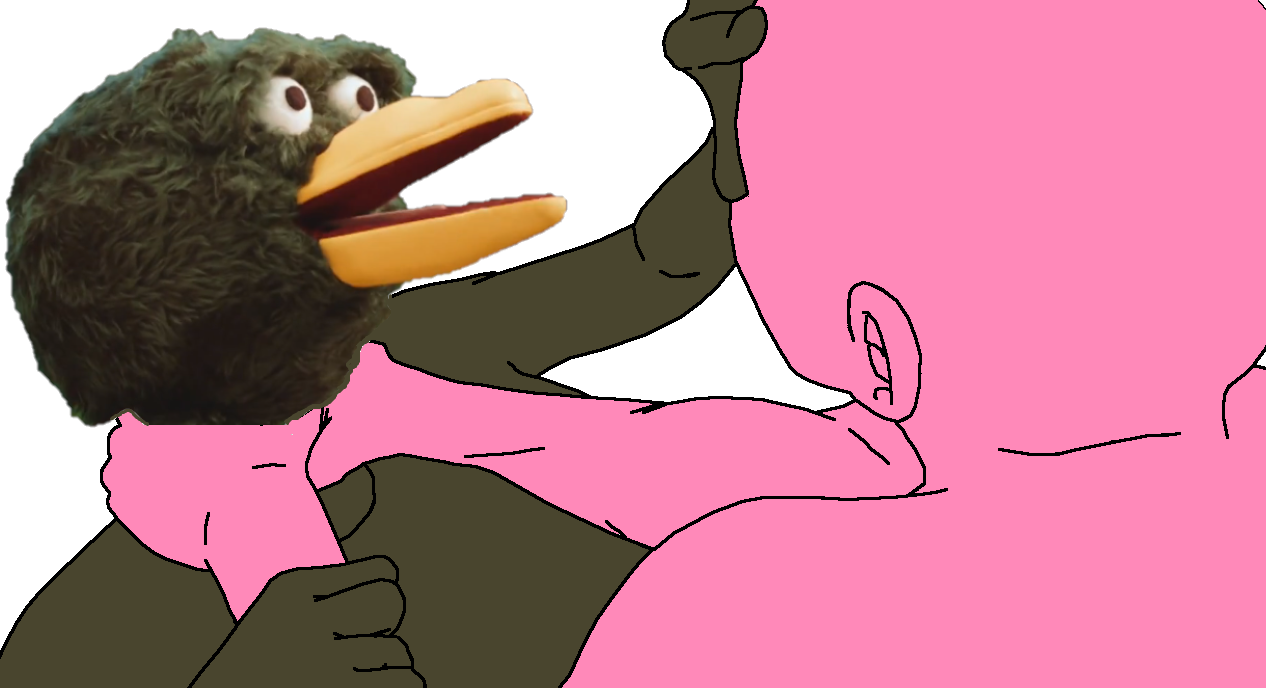 Pink wojak chokes birb — Wojak meme