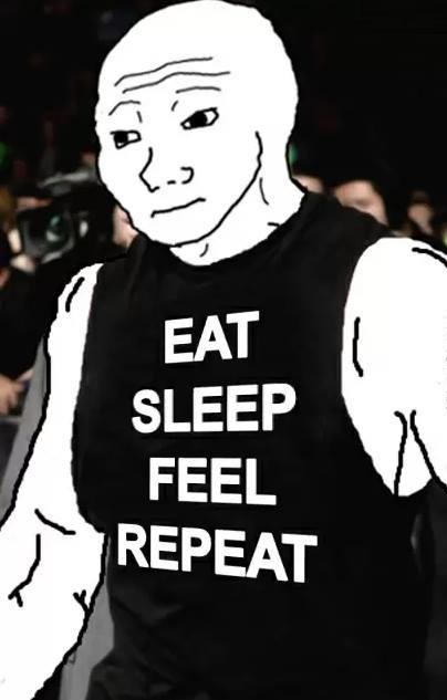 Wojak eat sleep feel repeat — Wojak meme