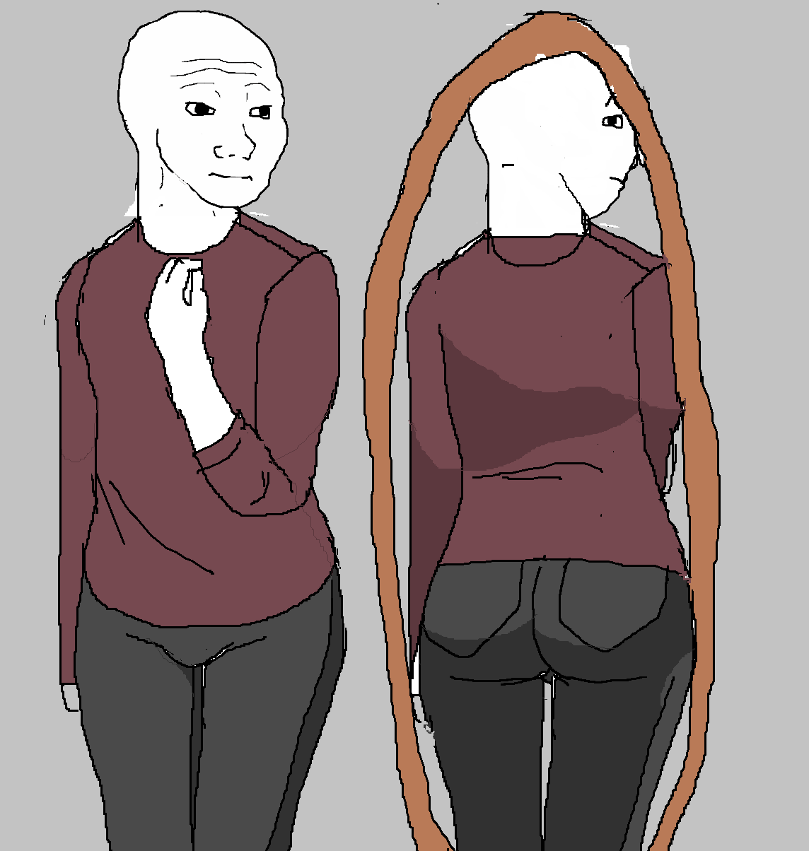 Wojak checking out butt in mirror — Wojak meme