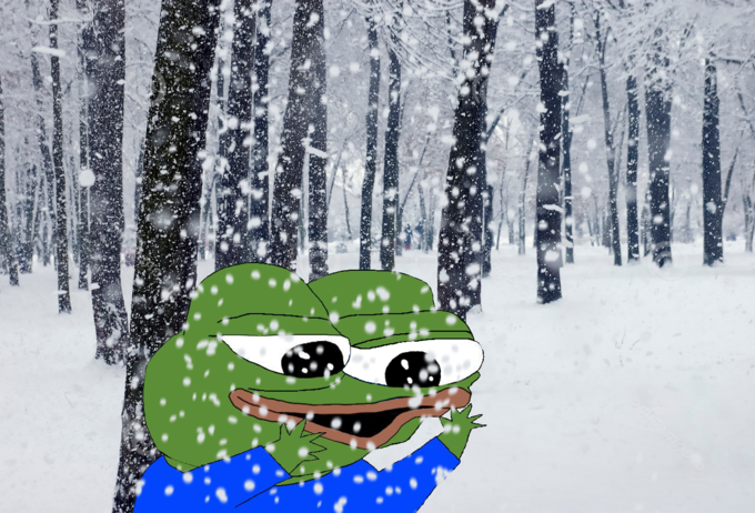 Pepe tasting snow — Pepe meme