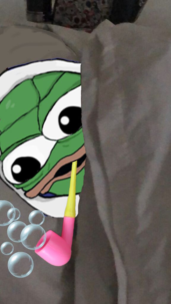 Pepe blowing bubbles in bed — Pepe meme